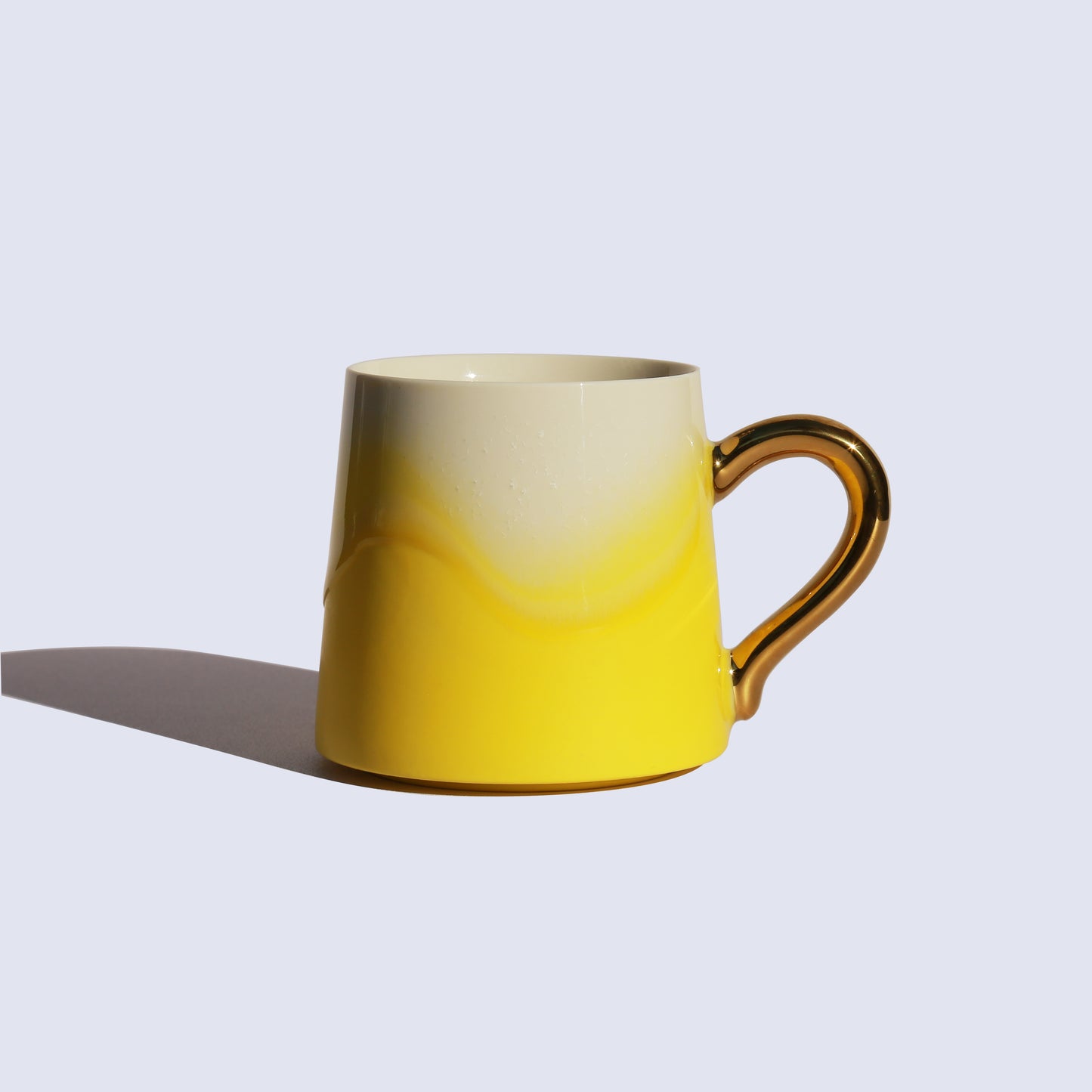 Yellow Coffee Mug with Gold Handle