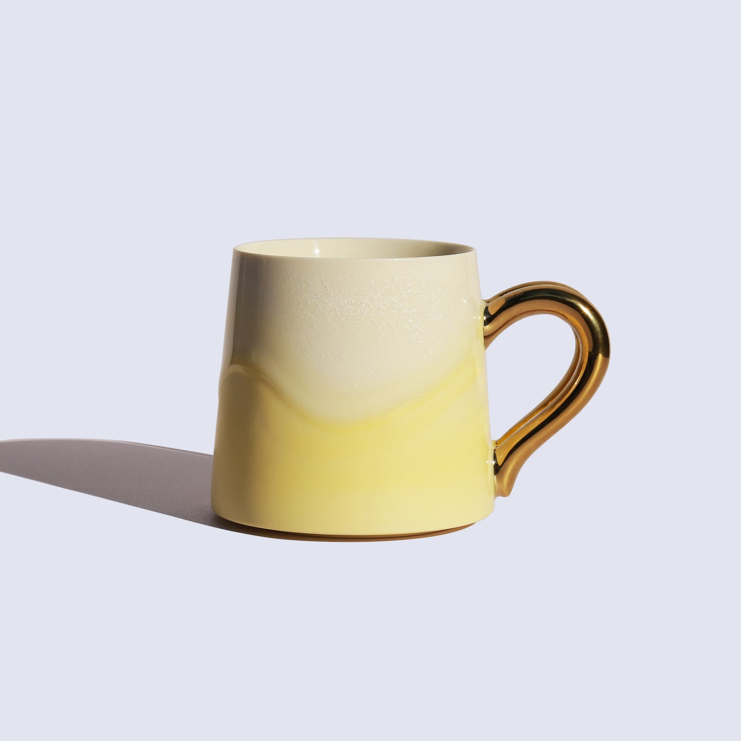 Light Yellow Coffee Mug with Gold Handle