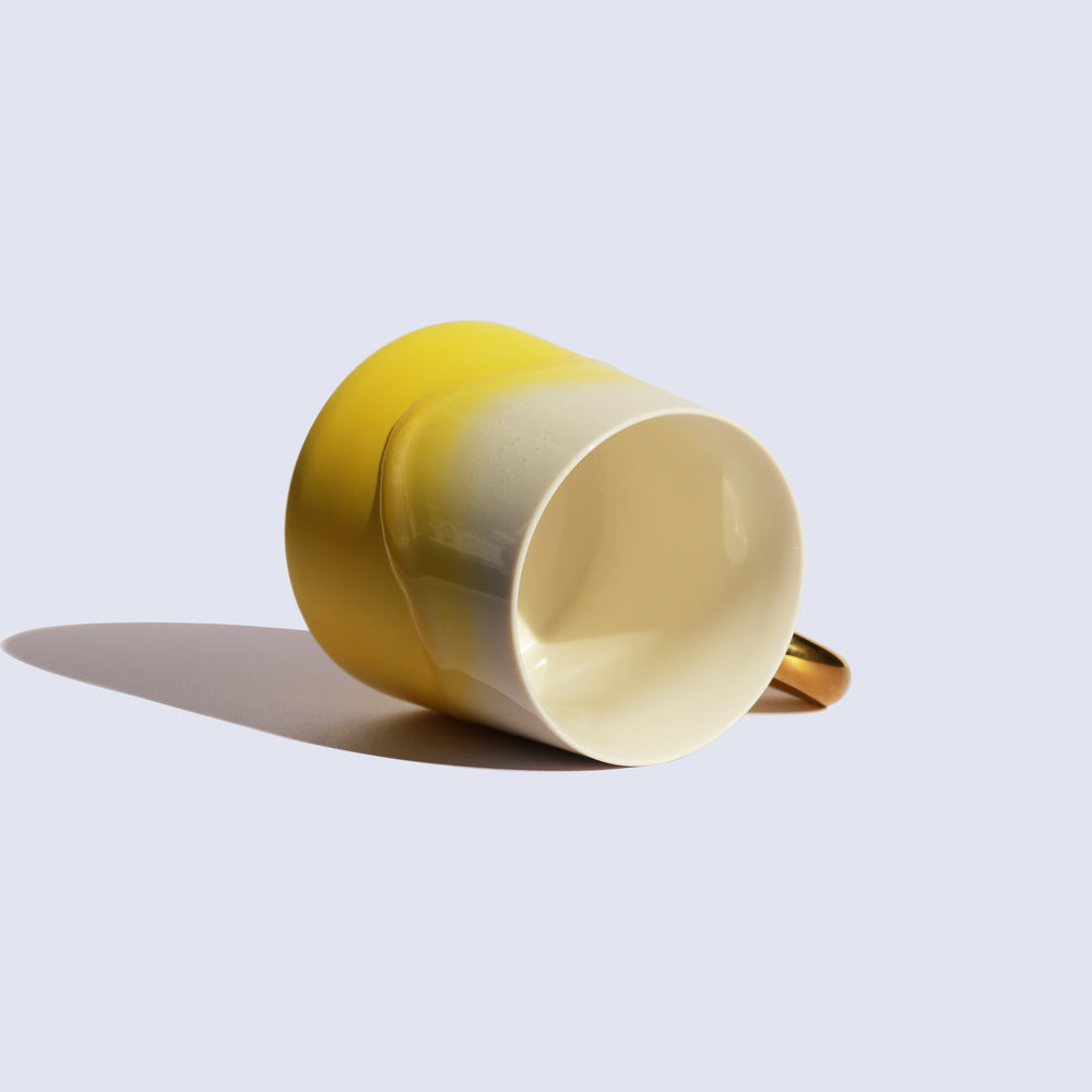 Yellow Coffee Mug with Gold Handle