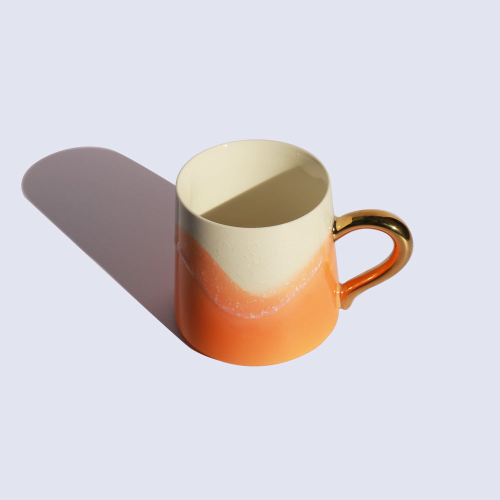 Orange Coffee Mug with Gold Handle