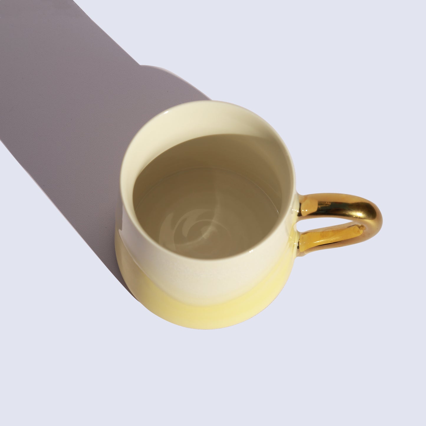 Light Yellow Coffee Mug with Gold Handle