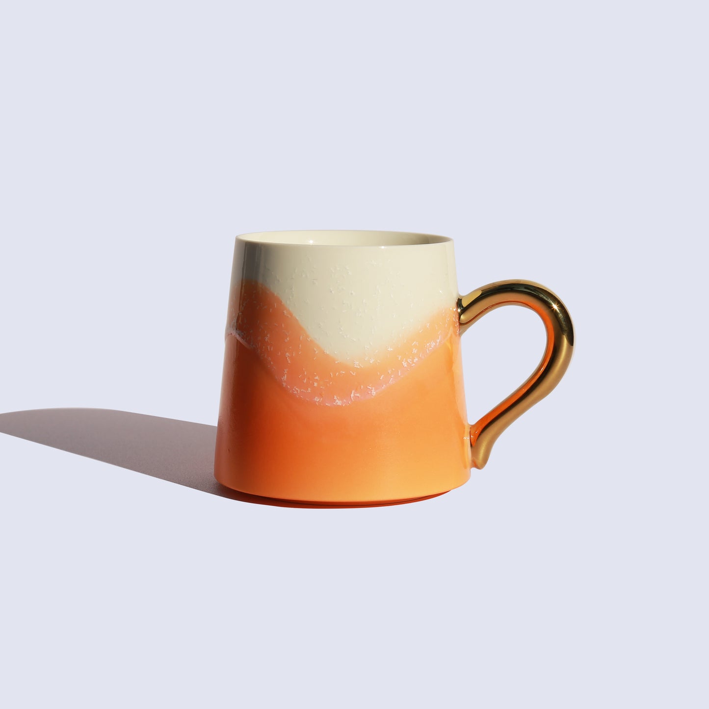 Orange Coffee Mug with Gold Handle